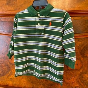 Polo by Ralph Lauren Blue Label long sleeve boys green, blue, white stripe shirt